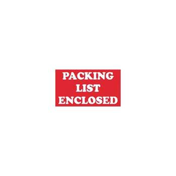 Tape Logic Labels "Packing List Enclosed" 3" x 5" Red/White 500/Roll SCL538