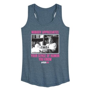 Women's - Pretty in Pink - Duckie and Blane Graphic Racerback Tank - 1 of 4