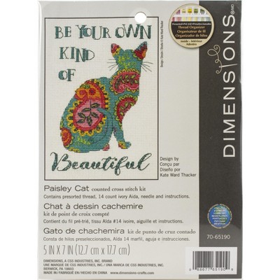 Dimensions Counted Cross Stitch Kit 5"X7"-Paisley Cat (14 Count)