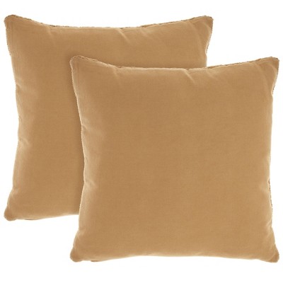 Gold Cotton Cable Knit 18" Square Throw Pillows Set of 2
