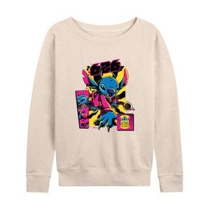 Women's - Disney - Lilo & Stitch Lightweight French Terry Wide Neck Long Sleeve Shirt - 1 of 4