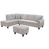 TiramisuBest Black Faux Leather L-Shaped Sectional Sofa with Storage Ottoman & Cup Holders, 3-Piece Couch for Living Room - 4 of 4