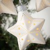 Illuminated Star Ornament White 4"H Ceramic Set of 3 - 2 of 2