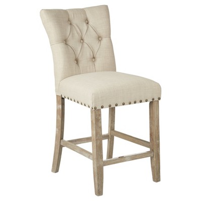 Photo 1 of 2pk 24 Preston Counter Height Barstool Burlap - OSP Home Furnishings**One Chair Is Missing Bottom Cushion**