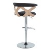 LumiSource Set of 2 Gardenia Adjustable Barstools Chrome Metal/White Washed Wood/Charcoal Fabric - 3 of 4