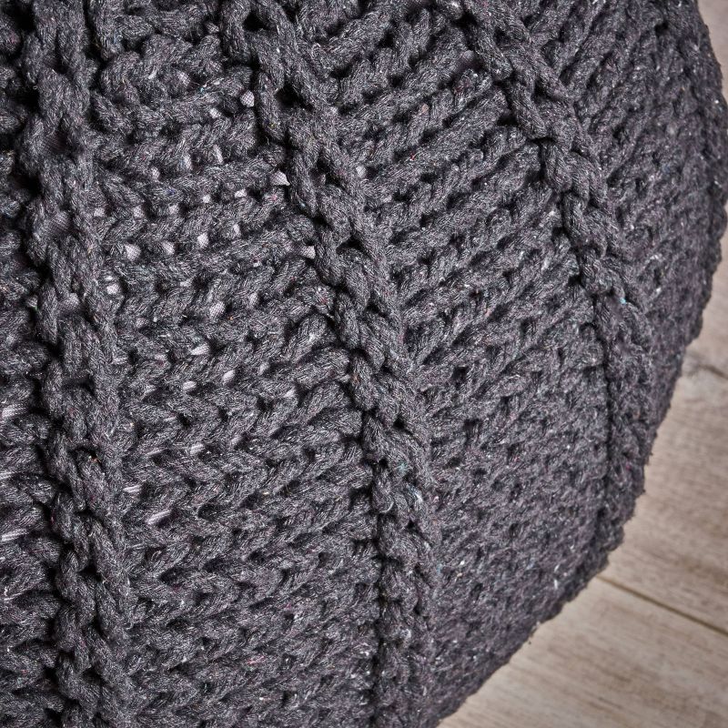 Corisande Knitted Cotton Pouf - Christopher Knight Home, 4 of 11