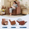 GustoWave Swivel Rocking Nursery Recliner Chair, Rocker Manual Recliner Glider Deep Seat PU Leather Sofa Chair with High Backrest - 3 of 4