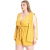 Slickblue Shimmer Draped Sleeve Romper for Women, Plus Size, V-Neck, Tie Waist, Comfortable Fit, Size & Color Options - 3 of 4