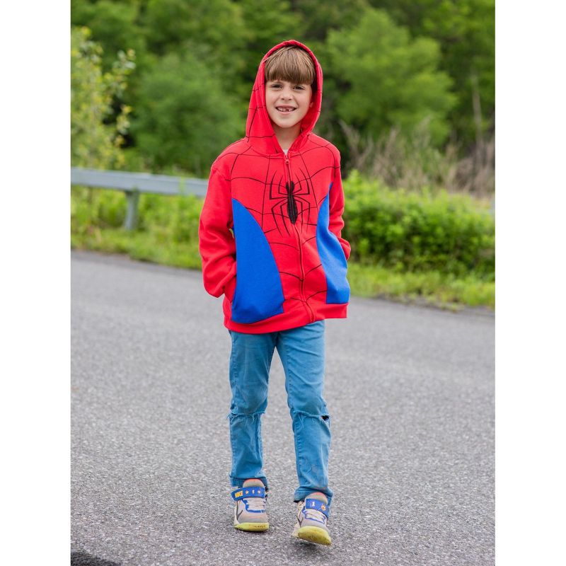 Marvel Spider-Man,Spider-Verse Fleece Zip Up Hoodie Little Kid to Big Kid, 4 of 8
