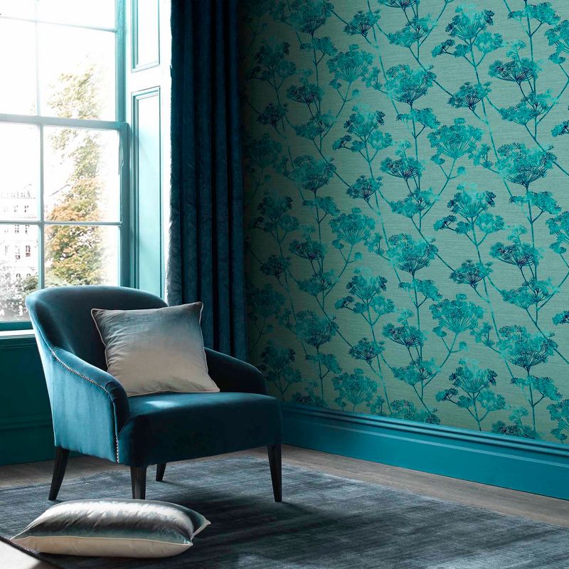 Hortus Teal Floral Paste the Wall Wallpaper, 2 of 5