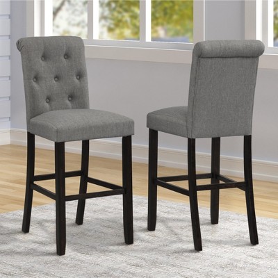 DOMETOUR Button Tufted Barstool Solid Wood Bar Stool Set of 2