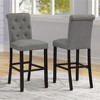 DOMETOUR Button Tufted Barstool Solid Wood Bar Stool Set of 2 - 2 of 4