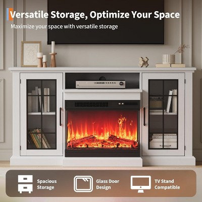 coucheta 75'' TV Stand, Entertainment Center with Frame and LED Light Colors, TV Console Cabinet, White