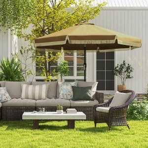 PAGED 9FT Patio Umbrella Double Top Ruffled Market Umbrella with Push Button Tilt and Crank for Garden, Poolside, Base Not Included - 1 of 4