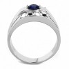 Slickblue Men's Polished Stainless Steel Ring, Synthetic Glass Center Montana with Clear Accent, Round Style, Sizes 9-13 - 3 of 4