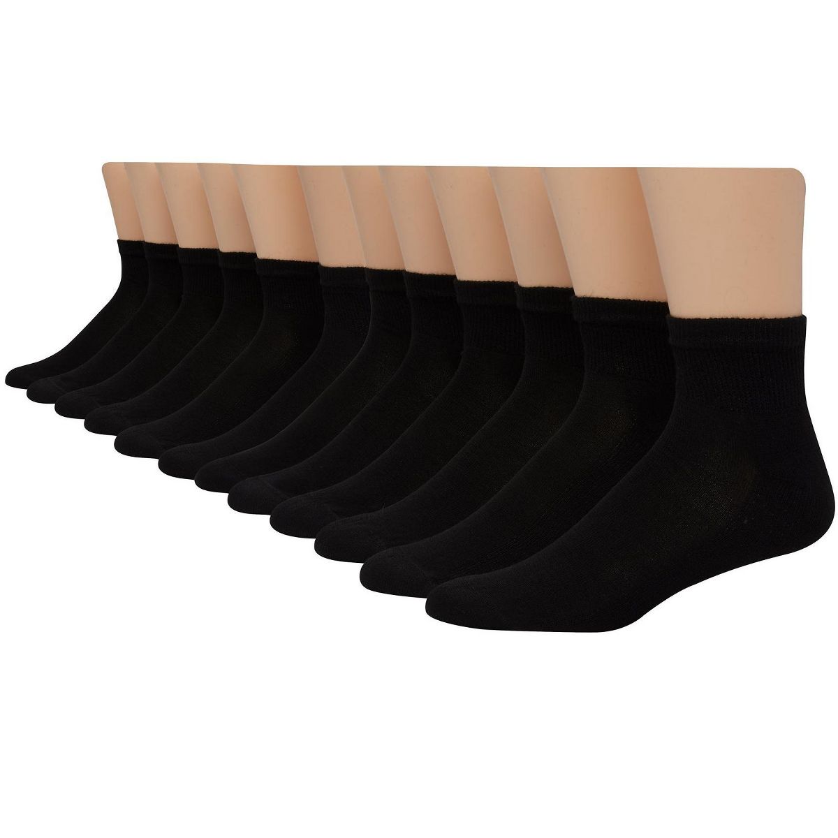 Hanes Double Tough Men's Ankle Socks, Shoe Sizes 12-14, 12-Pairs
