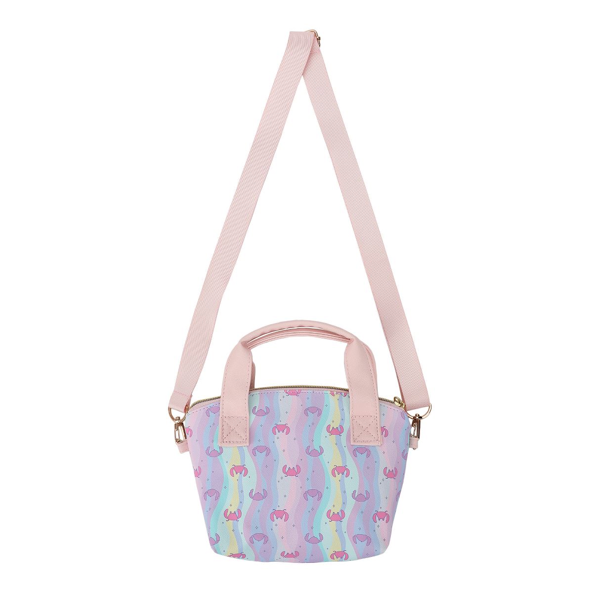 Disney Lilo & Stitch Angel & Stitch Hearts Pastel Striped 9.25" Mini PU Handbag - thumbnail 2