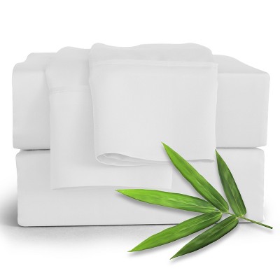 100% Viscose Derived From Bamboo Cooling Sheets 4-Piece Luxury Soft Deep Pocket Queen Size Sheet by Lux Decor - White