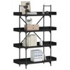 vidaXL 4-Tier Black Bookcase: Durable Engineered Wood and Metal Frame - Adjustable Feet Ideal for Home, Office or Library - 2 of 4