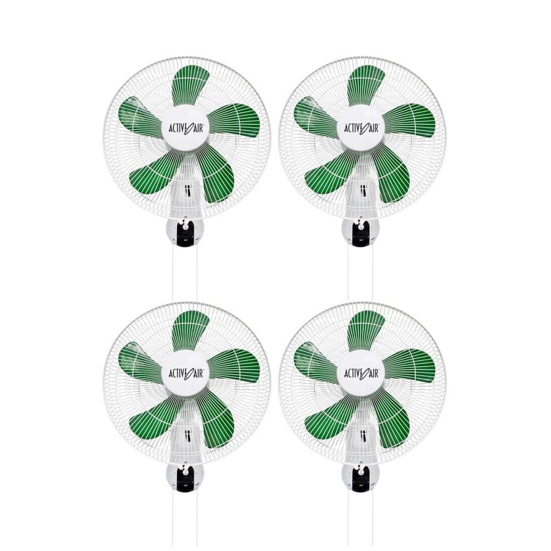 Hydrofarm Active Air ACF16 16 Inch 3 Speed Wall Mountable 90 Degree Heavy Duty Hydroponic Grow Oscillating Fan with Spring Loaded Clip, (4 Pack), 1 of 6