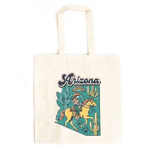 City Creek Prints Arizona State Cowgirl Canvas Tote Bag - 15x16 - Natural - 1 of 2