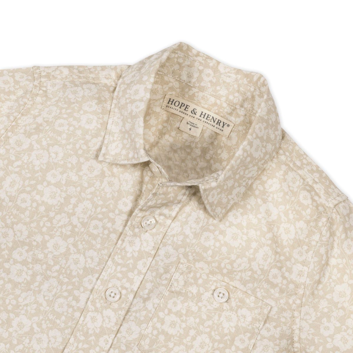 Hope & Henry Boys' Linen Short Sleeve Shirt, Kids - thumbnail 10