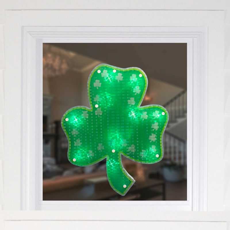 Northlight Lighted Green Shamrock St. Patrick's Day Window Silhouette - 14" - Green LED Lights, 4 of 6