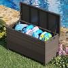 185-Gallon Waterproof Rattan Deck Box with Wheels – Outdoor Storage Chest for Patio, Pool & Garden, Rust-Proof & UV-Resistant,Brown - 4 of 4