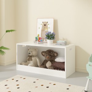 KWPZQEB Open Toy Storage Box for Kids, White Wooden Organizer Bin Plush Toys and Books, Toy Chest for Kids Rooms, Classroom, Nursery, White - 1 of 4