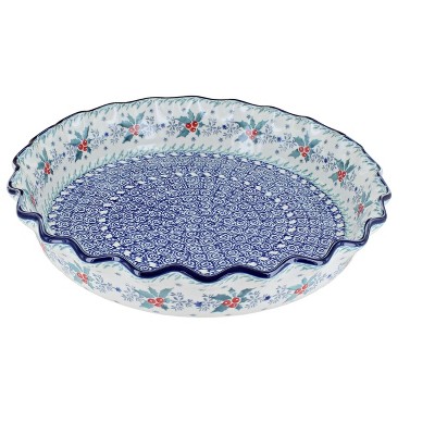 Blue Rose Polish Pottery 636 Ceramika Artystyczna Pie Plate
