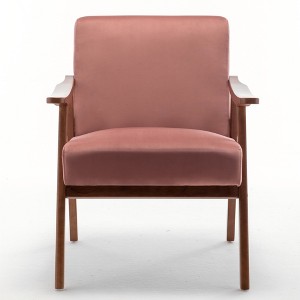 FURNIinspire Accent Chair Mid-Century Modern Chair Living Room Chair With Solid Wood Frame Extra-Thick Backrest, Pink, 28.70"*12.80"*24.40" - 1 of 4