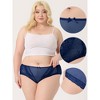 Agnes Orinda Women's Plus Sheer Lace Trim High-Rised Solid Briefs Stretchy Underwear - 3 of 4