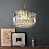 ALOADECOR 3 Lights 16" Modern Glam Gold Round Chandelier With Clear Crystal - 2 of 4