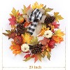 GAOMON Thanksgiving Fall Wreath for Front Door, 20 Inch Autumn Wreath Decoration with Pumpkin, Maple Leaves and Pine Cone - 4 of 4