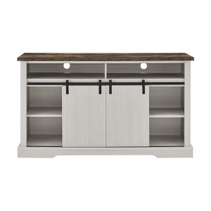 Vynxaria Mid Century Modern TV Stand for 65 Inch TV - Entertainment Center with Storage Cabinets and Sliding Barn Door - 1 of 4