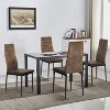 FurnitureR Dining Chairs Set of 4, Suede Fabric Upholstered Padded Ergonomic High Back Chair Armless for Home Kitchen Dining Room, Rustic Brown - 4 of 4