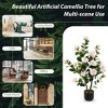 Resenkos 38-Inch Artificial Camellia Tree, Features Pink Flowers in a Decorative Cement Pot, Pink - 2 of 4