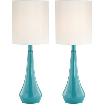 Capri Blue Ceramic Table Lamps Set with White Shades