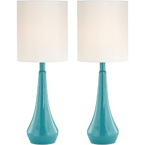 360 Lighting Capri 24" High Small Modern Coastal Table Lamps Set of 2 Blue White Shade Living Room Bedroom Bedside Nightstand House Office Home - 1 of 1