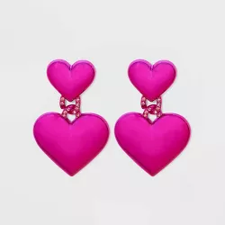 SUGARFIX by BaubleBar Double Heart Drop Earrings - Pink