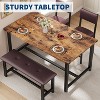 Farmhouse Dining Table Set for 4, Kitchen Table with Upholstered Bench and 2 Chairs, Space Saving Dining Room Table and Chairs Set - 3 of 4