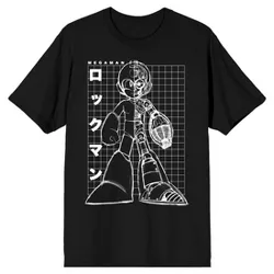 Rockman Megaman Grid Men's Black Tee Shirt T-Shirt-XX-Large