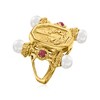 Ross-Simons Italian Tagliamonte 5-5.5mm Cultured Pearl and .40 ct. t.w. Ruby Cameo-Style Ring in 18kt Gold Over Sterling - 3 of 4