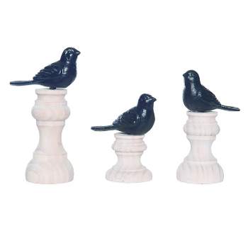 Transpac Wood 8.5 in. Multicolor Spring Bird Decor On Stand Set of 3
