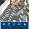 Outdoor Plastic Straw Rug Large Washable Floor Mat Bordered Leaves Waterproof Reversible Rug for Beach Patio Camping Backyard Deck - 4 of 4