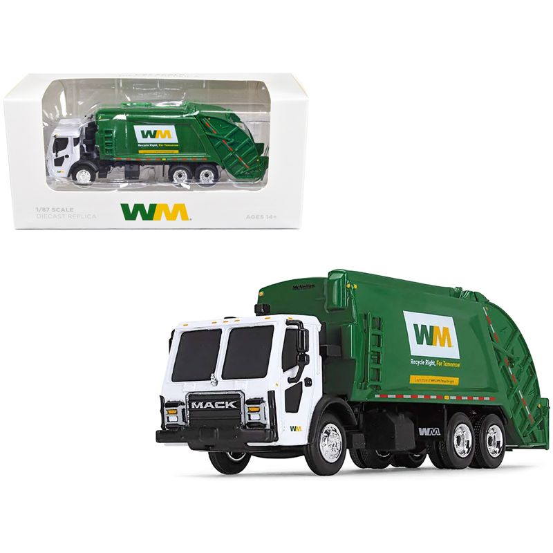 Mack LR Refuse Rear Load Garbage Truck "Waste Management" White and Green 1/87 (HO) Diecast Model by First Gear, 1 of 4