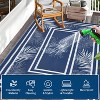 Outdoor Plastic Straw Rug Large Washable Floor Mat Bordered Leaves Waterproof Reversible Rug for Beach Patio Camping Backyard Deck - 4 of 4
