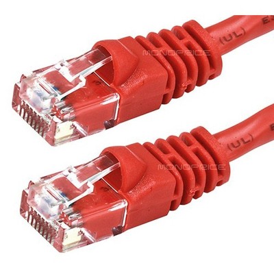 Monoprice Cat5e Ethernet Patch Cable - 10 Feet - Red | Snagless RJ45, Stranded, 350MHz, UTP, Pure Bare Copper Wire, Crossover, 24AWG