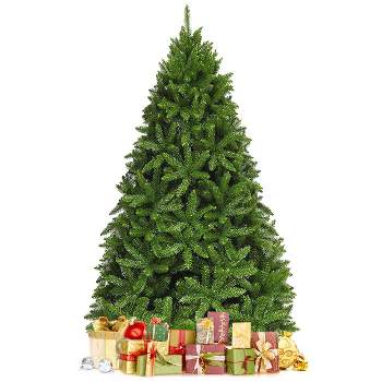 Tangkula 5/6/7.5'Artificial Green PVC Christmas Fir Tree w/ Metal Stand