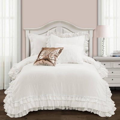 2pc Twin/twin Extra Long Ruched Chevron Comforter Set White - Lush Décor :  Target